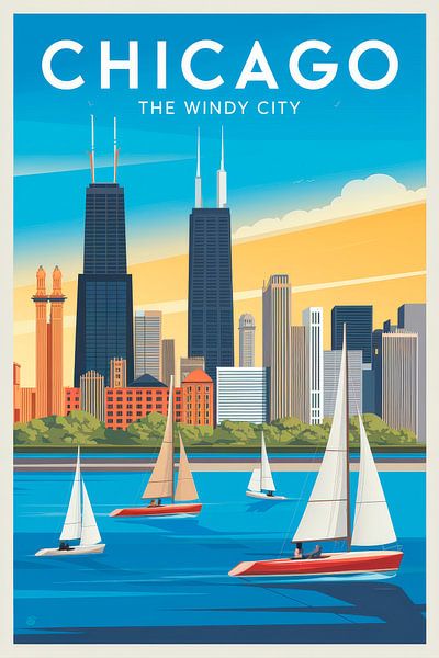 Chicago, Illinois Vintage Reisposter van Poster Art Shop