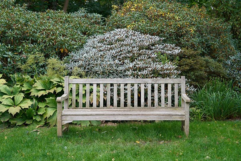 Parkbank im Elbauenpark bei Magdeburg von Heiko Kueverling