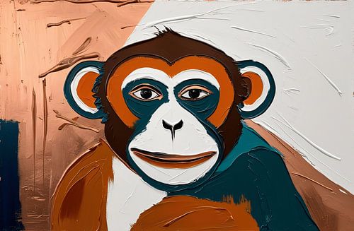 Expressieve aap in levendige kleuren