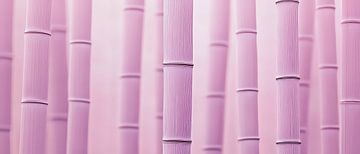 Roze bamboestammen in de mist van Poster Art Shop