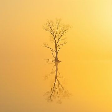 Einsamer Baum in Sonnenlicht getaucht. von Karina Brouwer