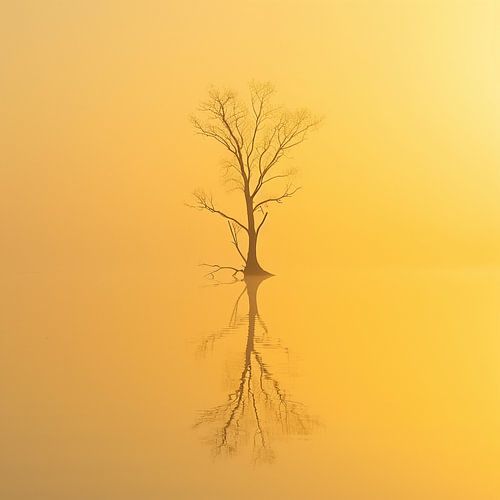 Solitary Tree bathed in sunlight.