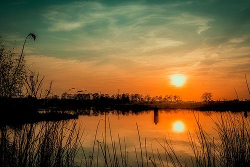 Terborg, Achterhoek zonsondergang ijssel fotoposter of  wanddecoratie