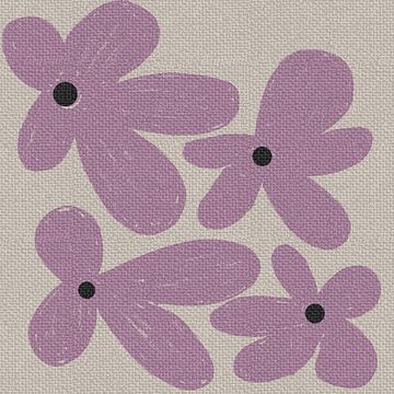 Lila bloemen op wit. van Dina Dankers