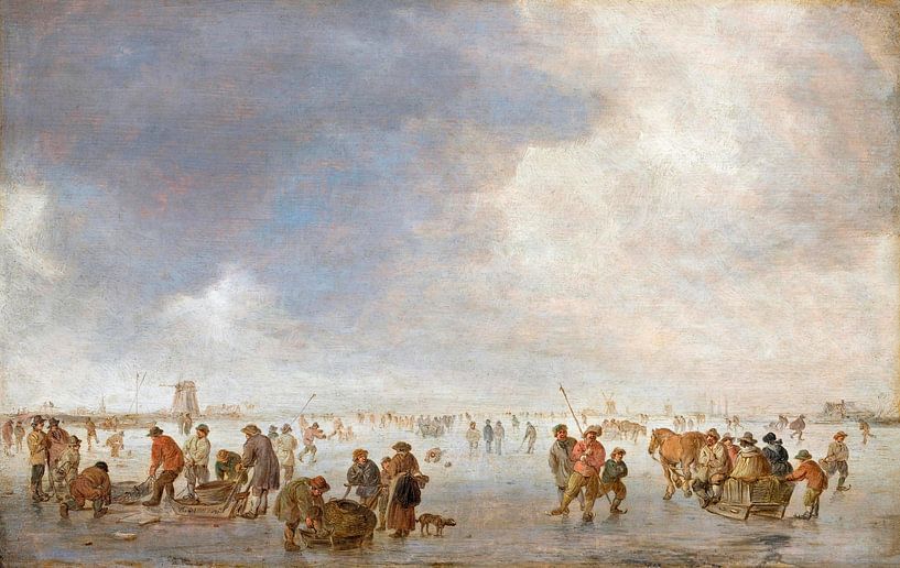 Winterszene auf dem Eis, Jan van Goyen von Meisterhafte Meister