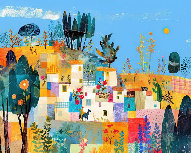 Peinture de village | Colorful Life Hills par La collection ARTEO