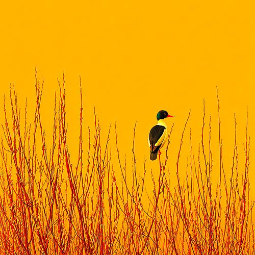 The orange bird at the border | a whisper in the void