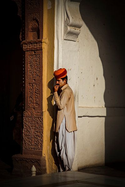 Poortwachter in een fort in Rajastan - India van Perspective