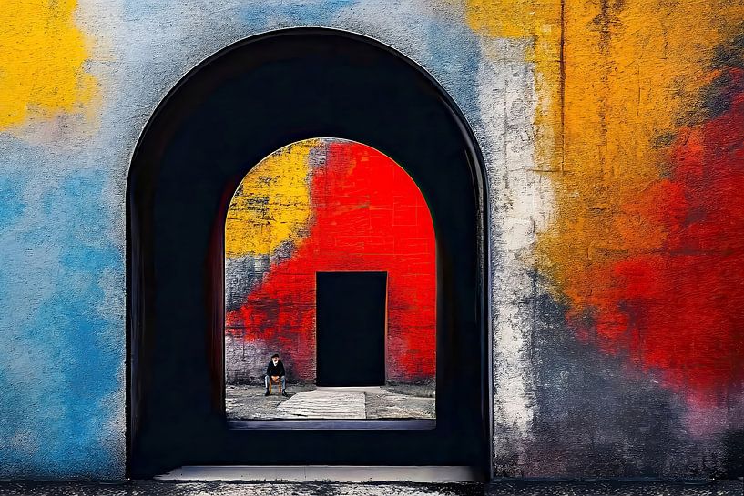 Weathered archway and seated old man-01 by Rautenberg Digital Art Maritim