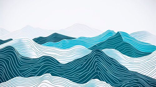 Wall decoration: Mountain art in shades of blue