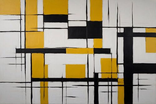 Geel met zwart abstracte kunst