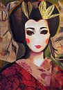 Crimson Kimono van Helia Tayebi Art thumbnail