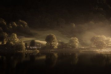 Licht in de duisternis in het Lake District in Engeland