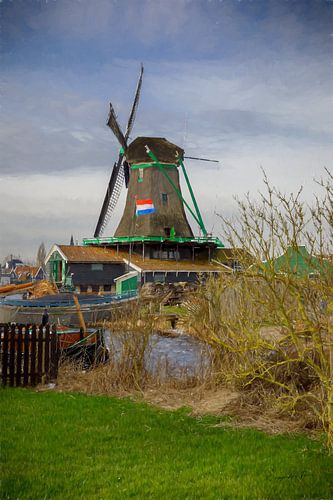 Zaanse Schans Mill with Dutch Skies