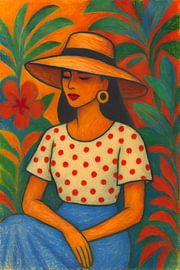 Schöne Frau mit Hut Gemälde. von Johannes