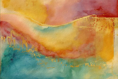 Abstract schilderij, dromerig landschap in pastel