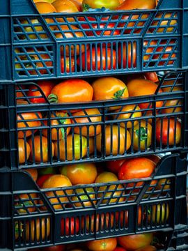 Tomaten in kratten van Tatiana Tor Photography