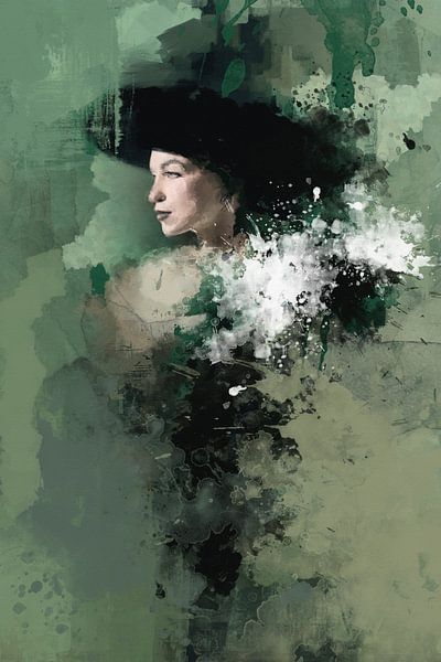 Dame met zwarte hoed | The Fashion Collection van MadameRuiz