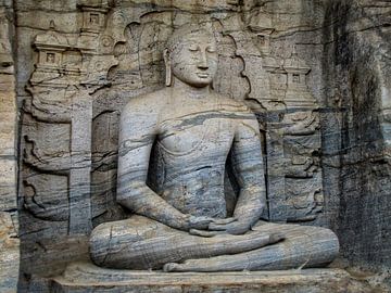  Bouddha assis, le Gal Vihara, Sri Lanka