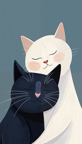 Katten in een liefdevolle omhelzing