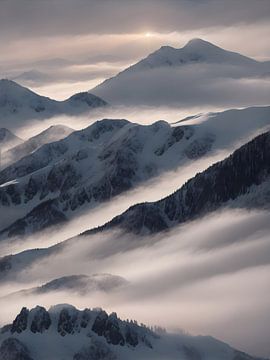 Nebel an den Flanken der Berge
