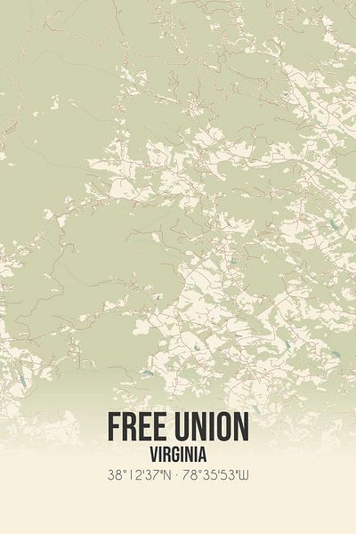 Vintage map of Free Union (Virginia), USA. by Prints of Place