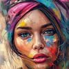 Ausdrucksstarkes Porträt einer jungen Frau: Colourful Gaze von Color Square