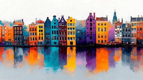 Dutch Old Town Reflection Painting
