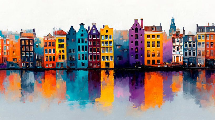Schilderij Oude Stad Reflectie van MArt