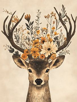 Floral Deer van Gypsy Galleria