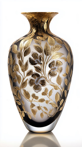 Luxe wit-gouden vaas met bloempatroon