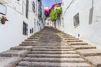 Stairs in a street between white houses in Altea