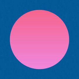 Neon-Kunst. Bunte minimalistische geometrische abstrakte in rosa Farbverlauf und blau von Dina Dankers