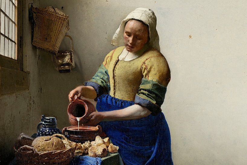 Dienstmagd mit Milchkrug, Johannes Vermeer von Meesterlijcke Meesters