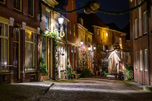 Deventer oude binnenstad winteravond straatbeeld