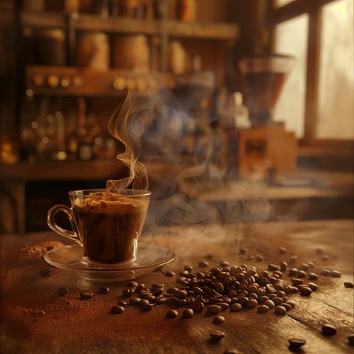 Sfeervol koffie, koffiebonen art