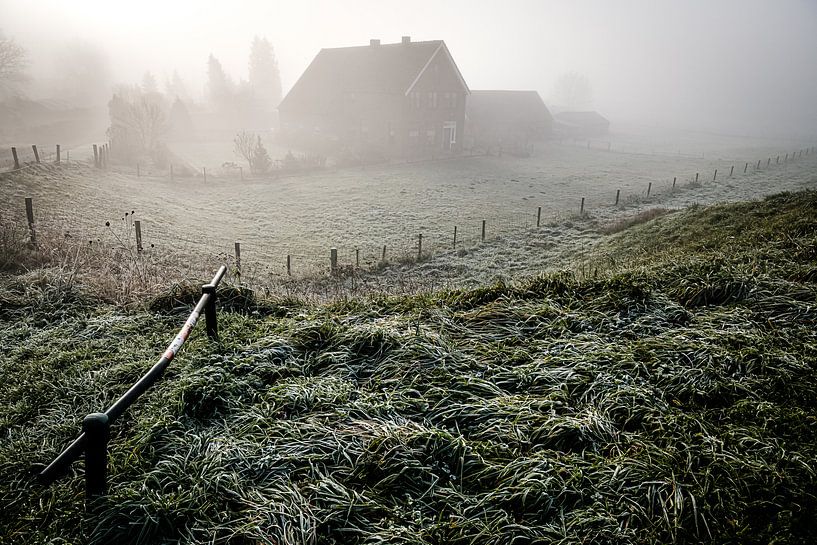 Village in the fog (Driel) by Eddy Westdijk