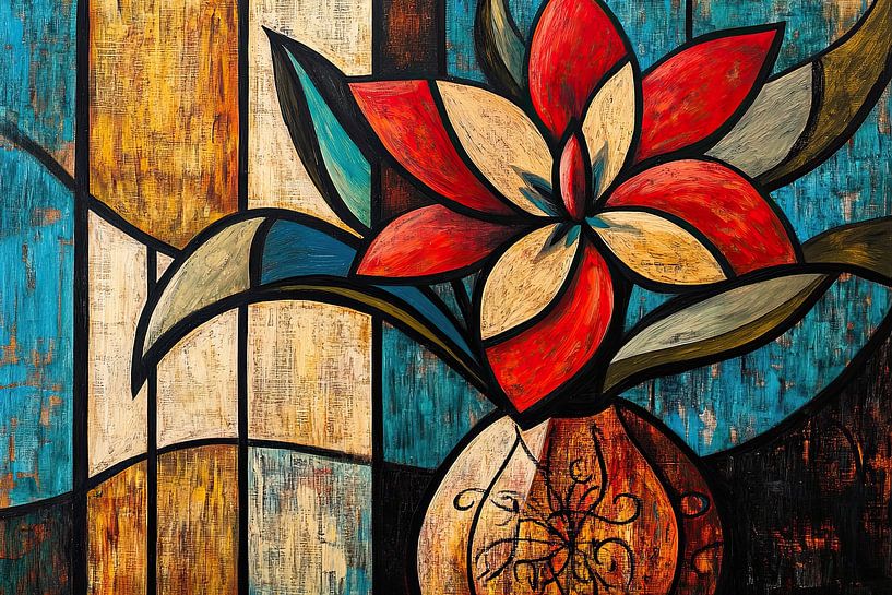 Art de la grande fleur rouge par La collection ARTEO