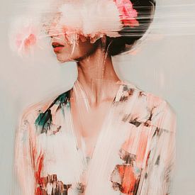 Roze explosie, abstract portret van Carla Van Iersel