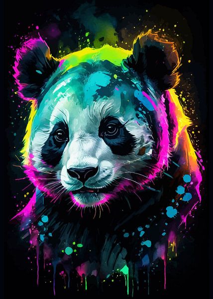 Reuzenpanda aquarel neon van MIROKKU