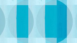 Mid Century Bauhaus Formen Azur Blau von FRESH Fine Art