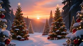 Goldene Abendröte und Weihnachtsbäume von Jean Pierre