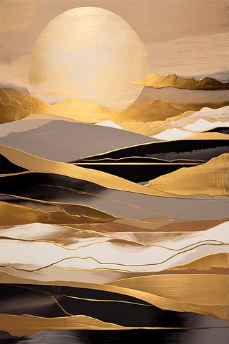Gouden abstract landschap schilderij