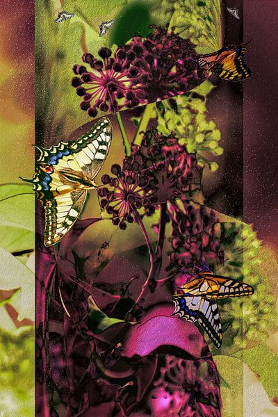Collage - Schmetterlinge auf Efeu von Christine Nöhmeier