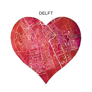 Delft | Les plans de la ville comme un cercle de mur sur WereldkaartenShop