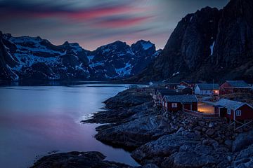 Coucher de soleil sur les îles Lofoten en Norvège