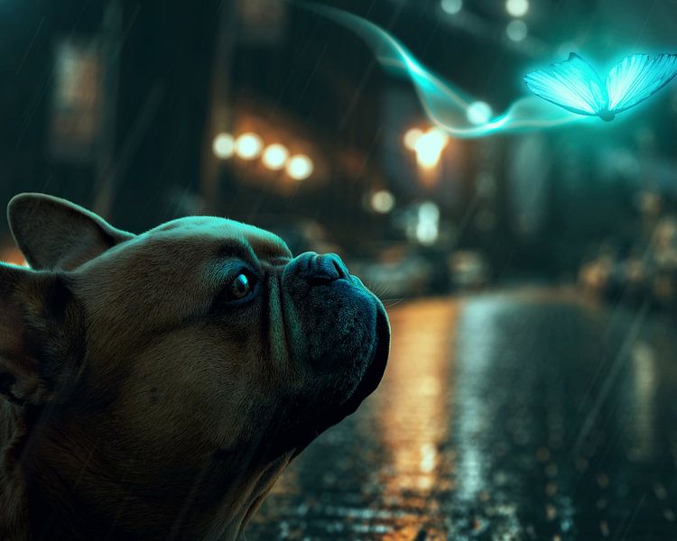 Cute Dog with Butterflies by saken