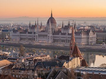 Hungarian parliament building during the golden hour