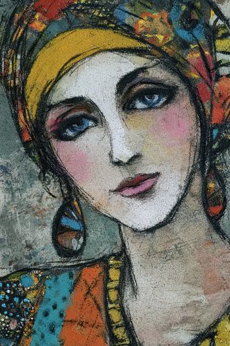 Colourful Headband and Earrings by Abstract Painting