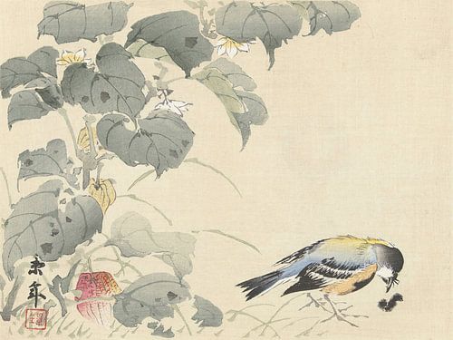 Imao Keinen – Vogel bei Raupe (1892–1911)